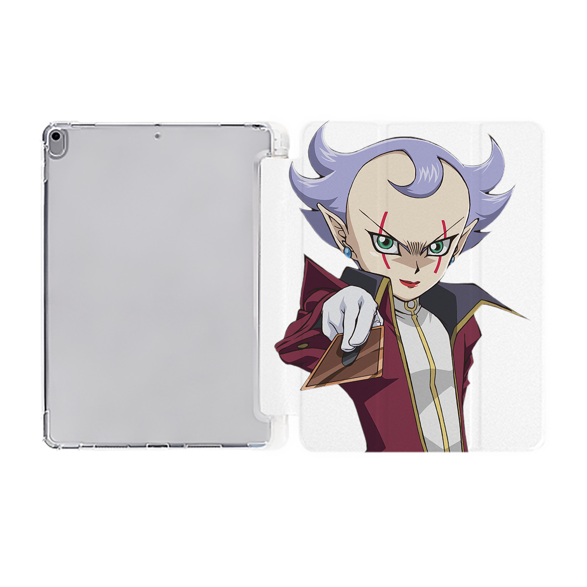 （画像用） 遊☆戯☆王 Yu-Gi-Oh! IPad ケース ペン収納付き 三つ折りスタンド PUレザー×シリコン 対応機種9.5/10.5/10.9インチ